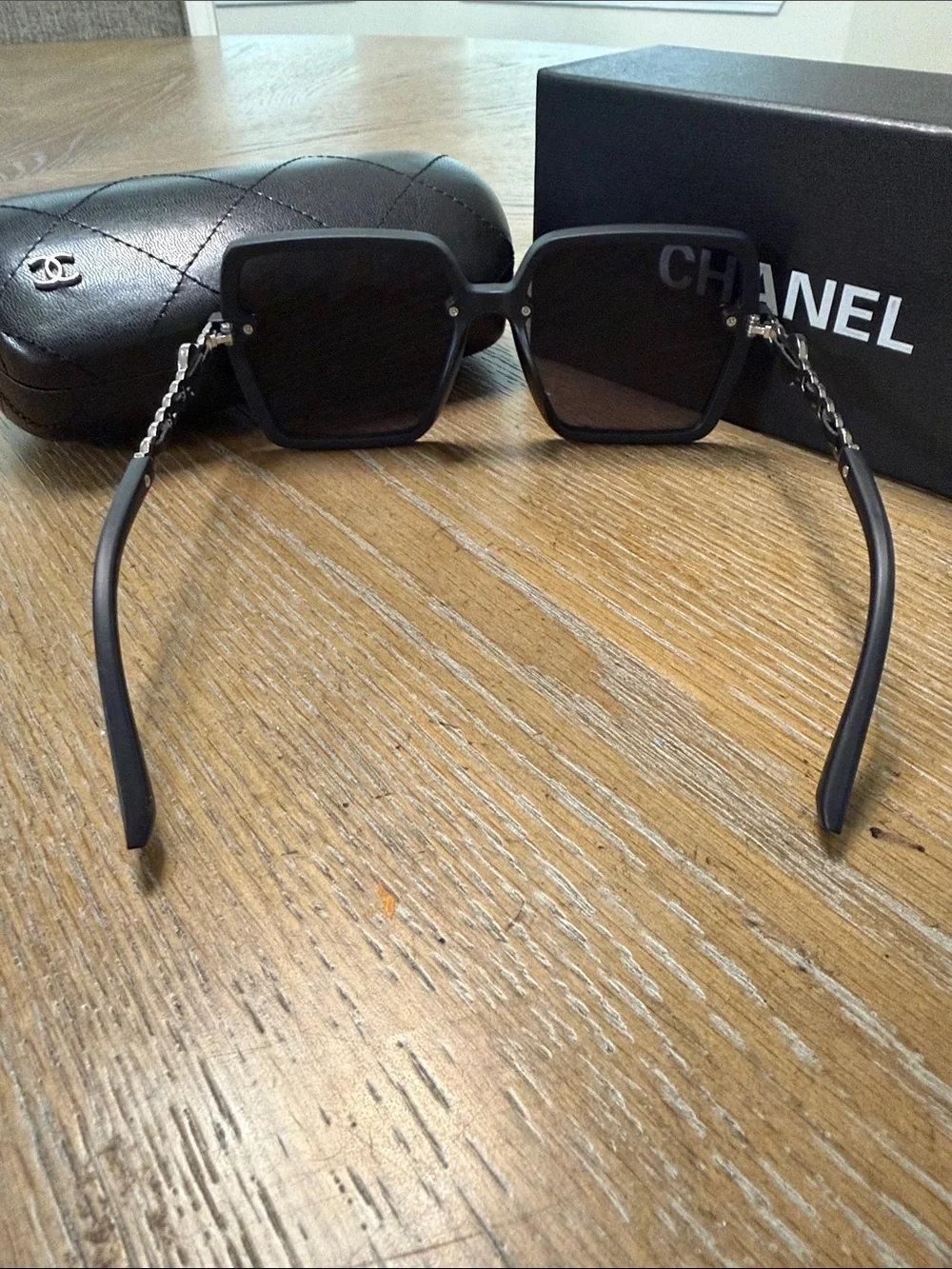 CHANEL Black Oversized Square Sunglasses for Women